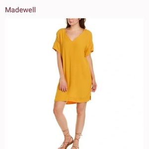 Madewell women’s Novel V-neck T-shirt viscose mustard yellow dress XS